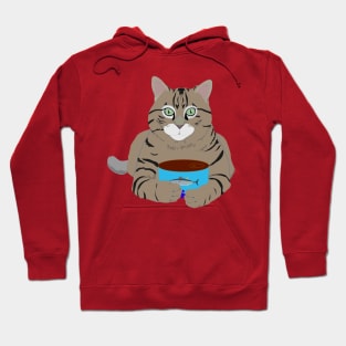 Mackerel Tabby Cat Loves Tuna Fish Hoodie